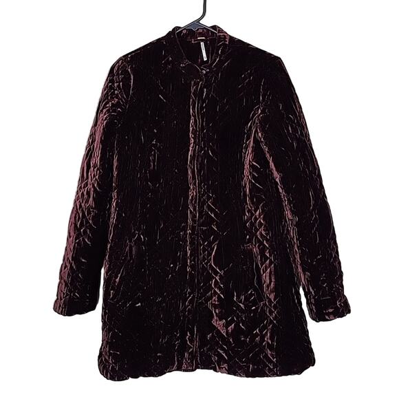 Free People Quilted Velour Coat Jacket - Picture 1 of 9